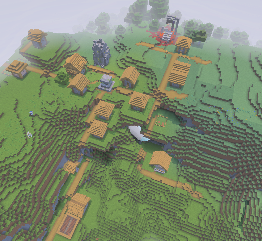 Plains Grove with Village and Ruined Portal