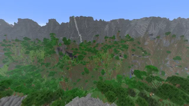 1,000+ Block Wall of Y=256 Mountains Guarding a Badlands Biome