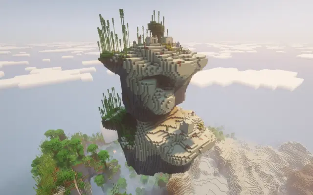 Desert Village on a Large Floating Island