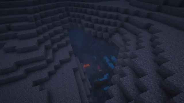 Very Deep Lake with Partially Flooded Ancient City Beneath